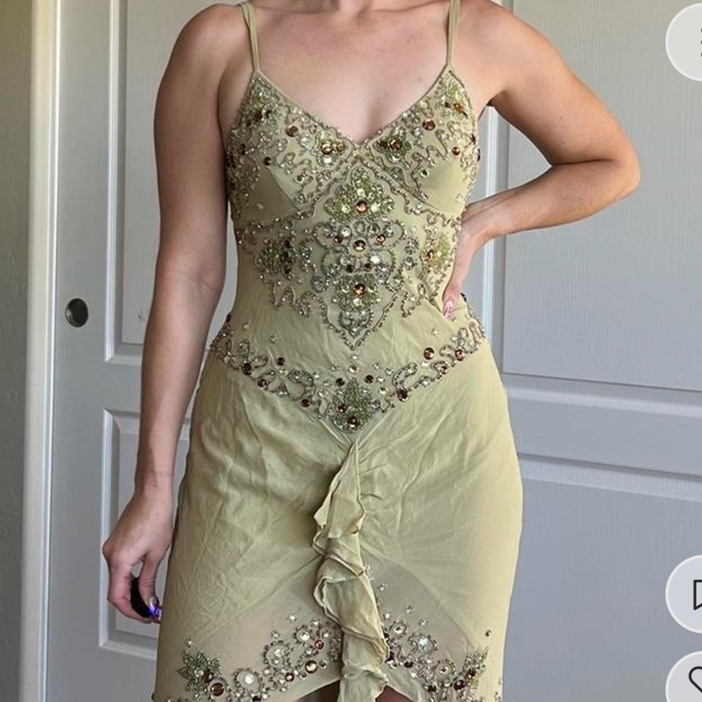 VINTAGE SUE WONG MIDI BEADED DRESS